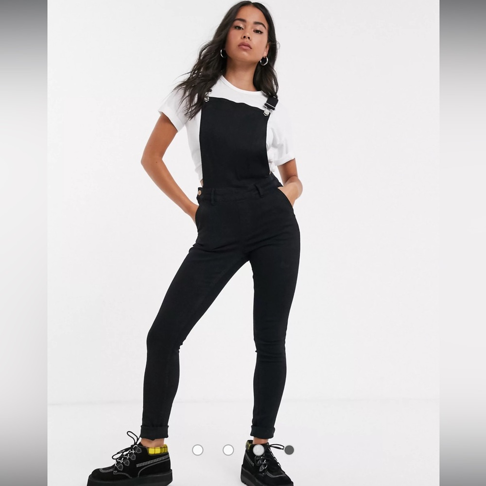 ASOS Noisy May Black Denim Skinny Overalls Dungarees Size Small y2k
